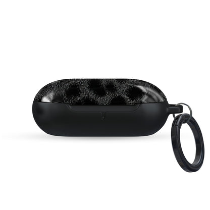 Black leopard Panthera Eclipse Samsung Buds case with glossy finish and keyring loop