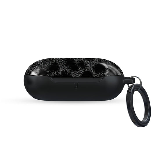 Black leopard Panthera Eclipse Samsung Buds case with glossy finish and keyring loop