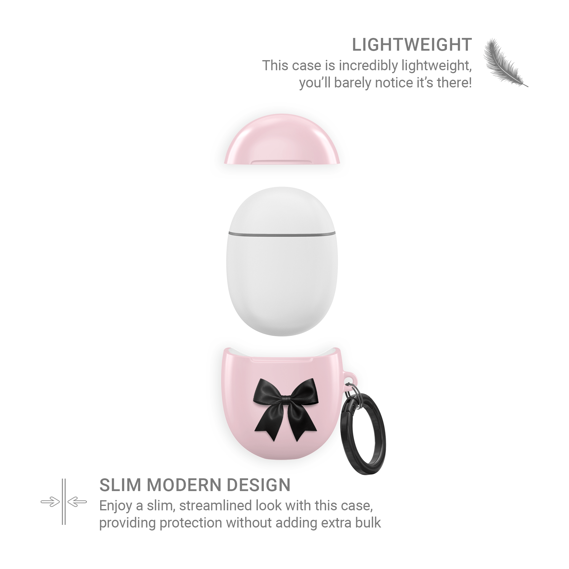 Parisian Satin Google Pixel Buds Case with blush pink background and black satin bow design – elegant coquette cover for Pixel Buds 2, A-Series, Pro, and Pro 2