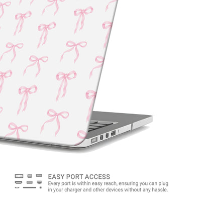 Pastel Confetti MacBook Case with pink ribbon bow design
