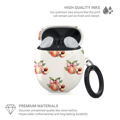 Peachy Charm | Protective Google Pixel Buds Tough Case - Case & Charm