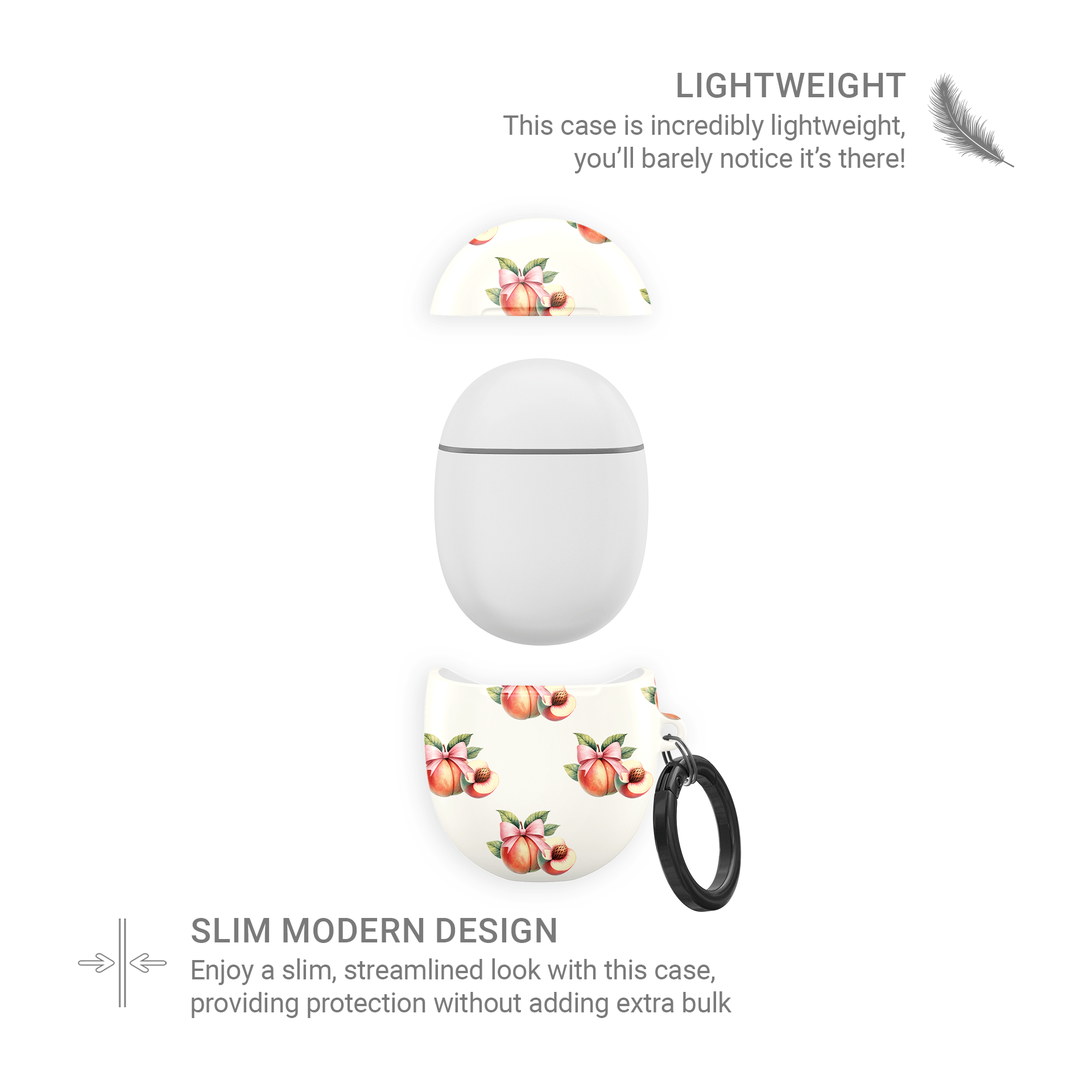 Peachy Charm | Protective Google Pixel Buds Tough Case - Case & Charm