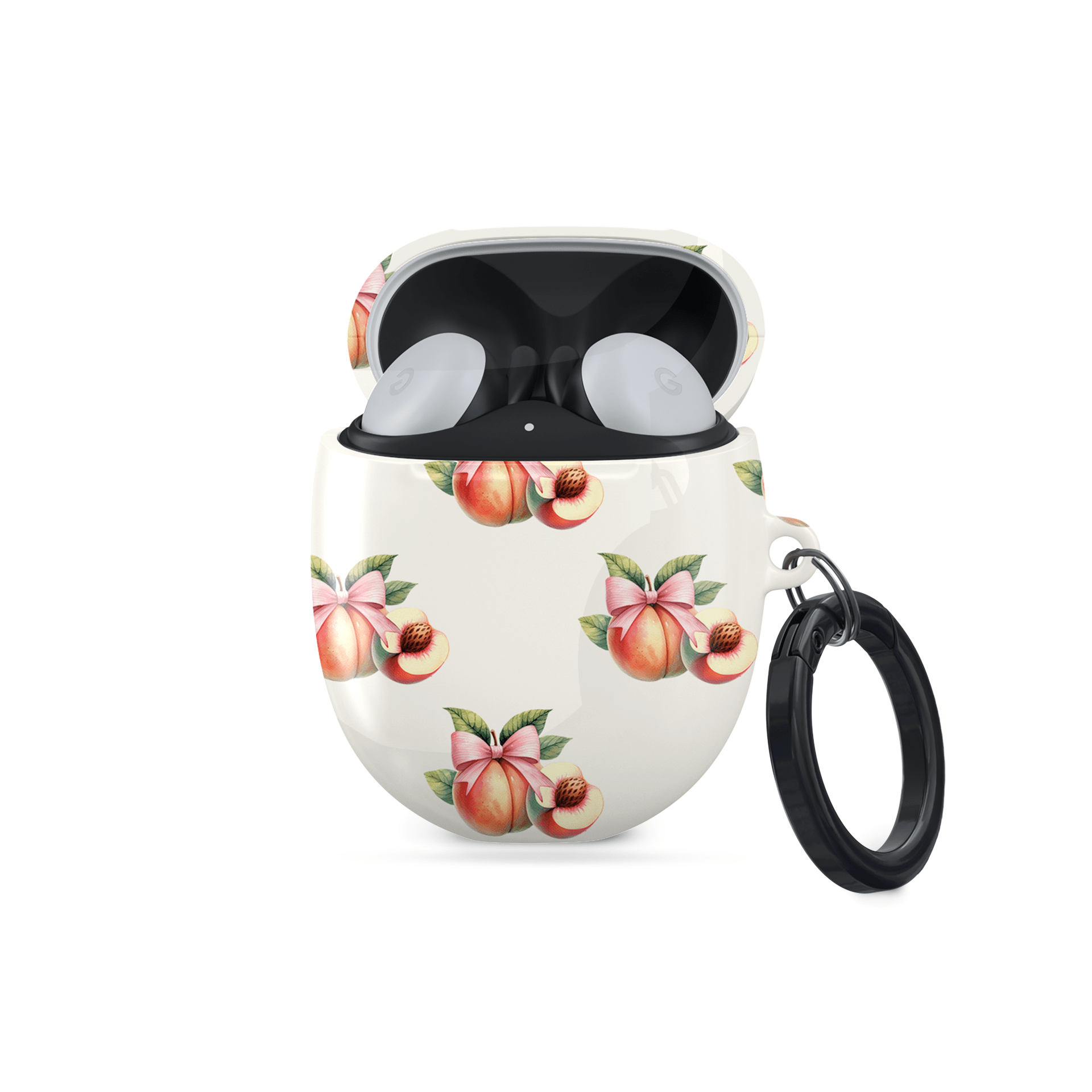 Peachy Charm | Protective Google Pixel Buds Tough Case - Case & Charm