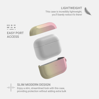 Pink and yellow AirPods case with soft sunset ombre gradient print on a glossy Apple AirPods case by Case & Charm.