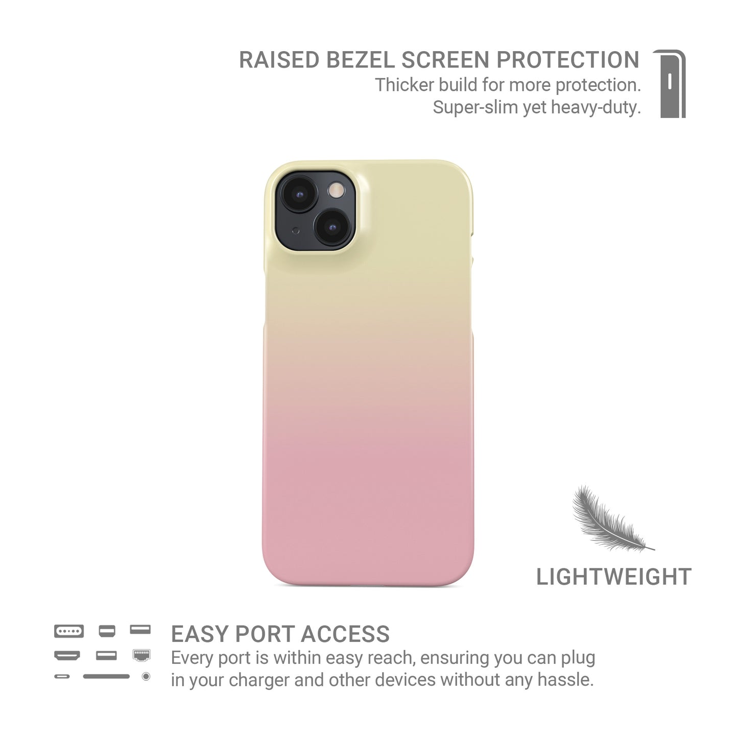 Sunset Sorbet pastel gradient Snap Phone Case design with soft pink, peach and pale yellow tones for a slim glossy phone case.