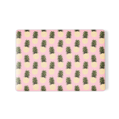 Pink pineapple MacBook case with yellow pineapple fruit print on a slim hard shell Apple MacBook cover by Case & Charm.