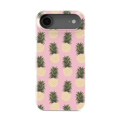 Pineapples Galore Snap Phone Case design with yellow pineapples on a soft pink background, creating a fun tropical fruit phone case style.
