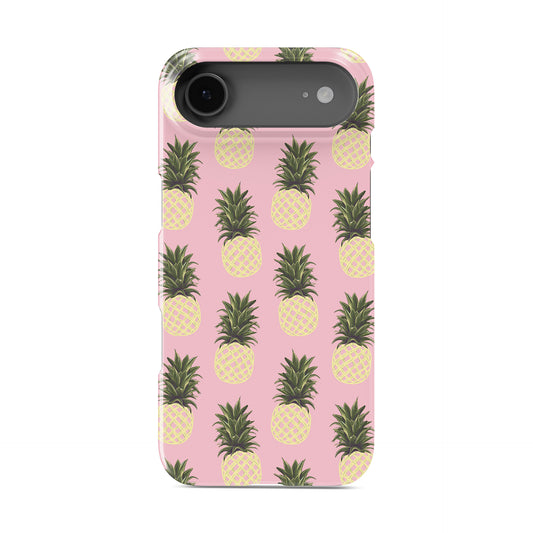Pineapples Galore Snap Phone Case design with yellow pineapples on a soft pink background, creating a fun tropical fruit phone case style.