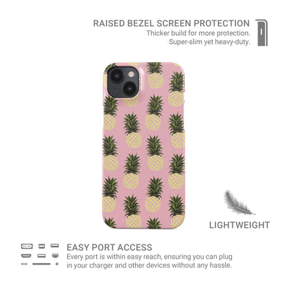 Pineapples Galore Snap Phone Case design with yellow pineapples on a soft pink background, creating a fun tropical fruit phone case style.