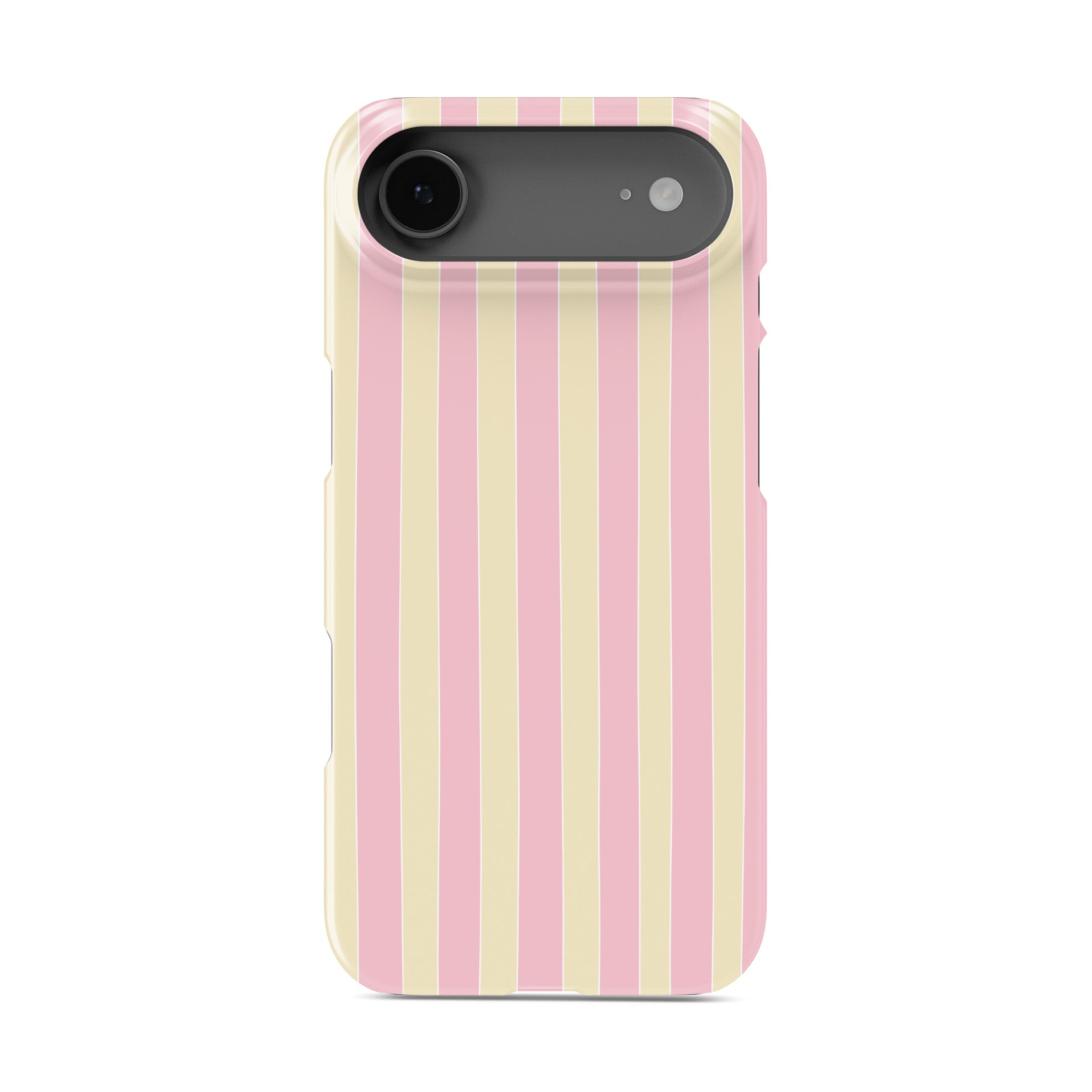 Candy Cabana Snap Phone Case design with blush pink and cream vertical stripes, creating a soft preppy striped phone case style.