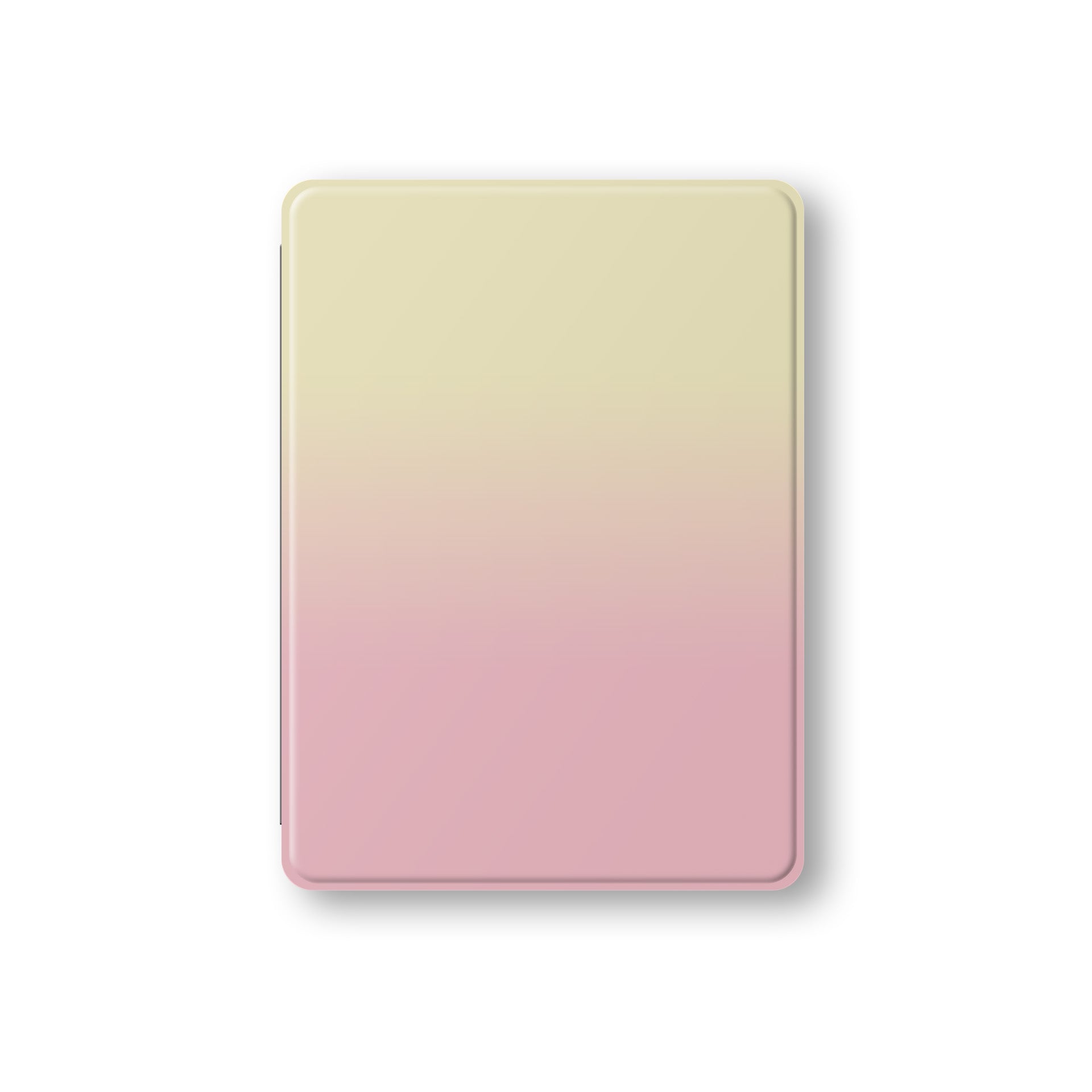Pink and yellow iPad case with soft sunset ombre gradient print on a vegan leather Apple iPad folio case by Case & Charm.