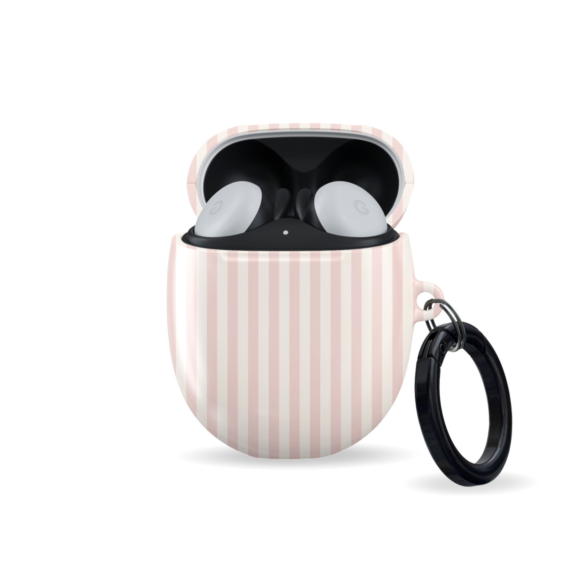 blush striped pixel buds case pink stripe google earbuds cover aesthetic minimal buds case glossy slim protective earbuds case