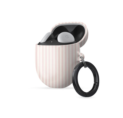 blush striped pixel buds case pink stripe google earbuds cover aesthetic minimal buds case glossy slim protective earbuds case