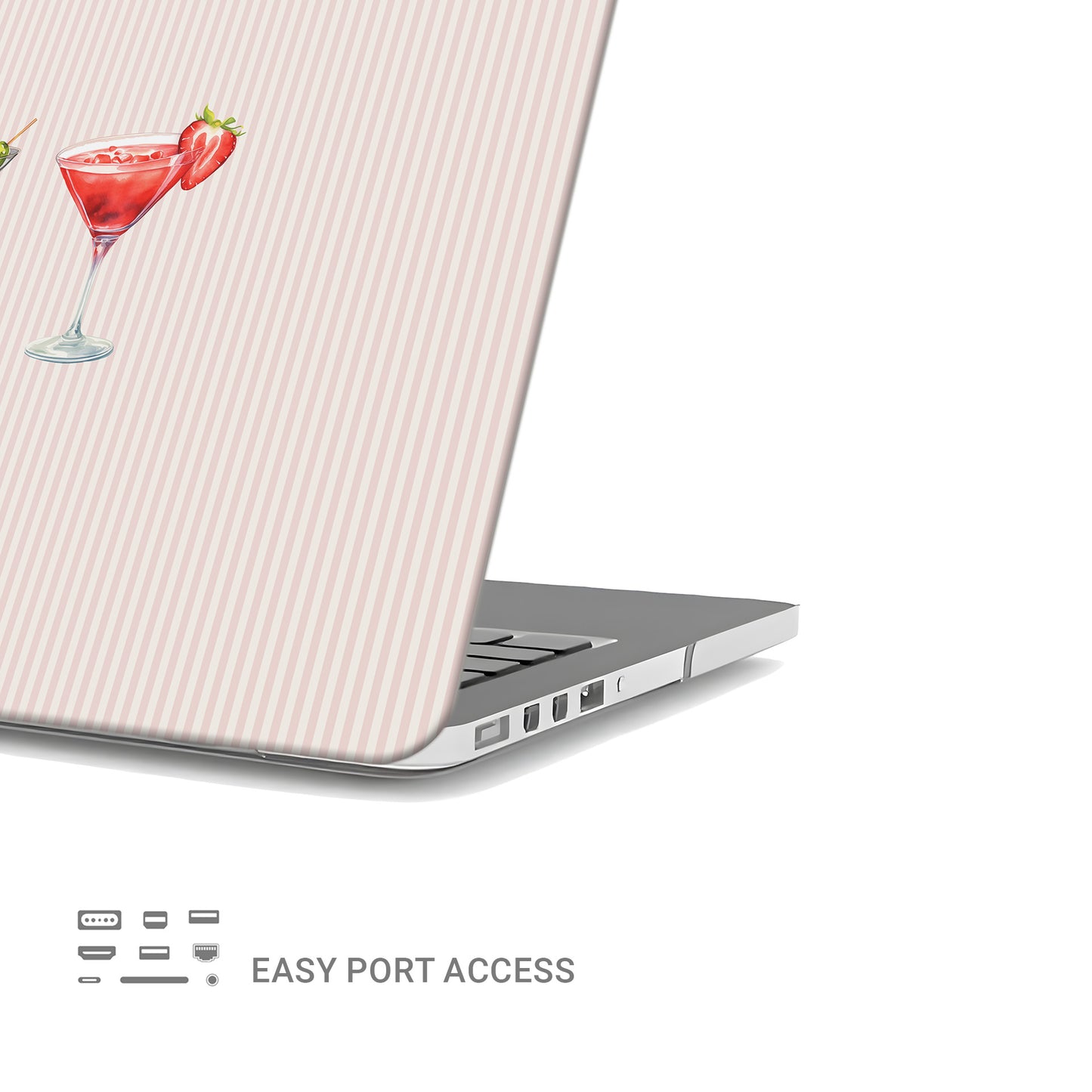 cocktail macbook case skin pink striped laptop cover martini laptop skin cute aesthetic macbook cover blush laptop skin drink design