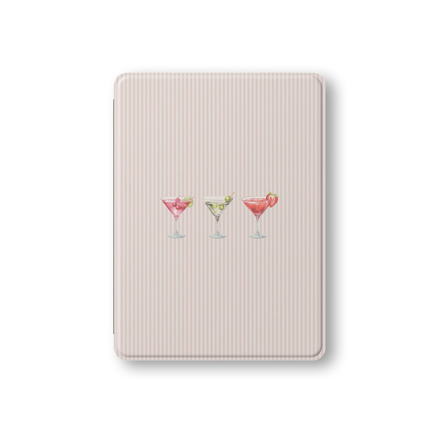 cocktail ipad case pink striped ipad cover girly drink aesthetic ipad case vegan leather ipad folio with pencil holder