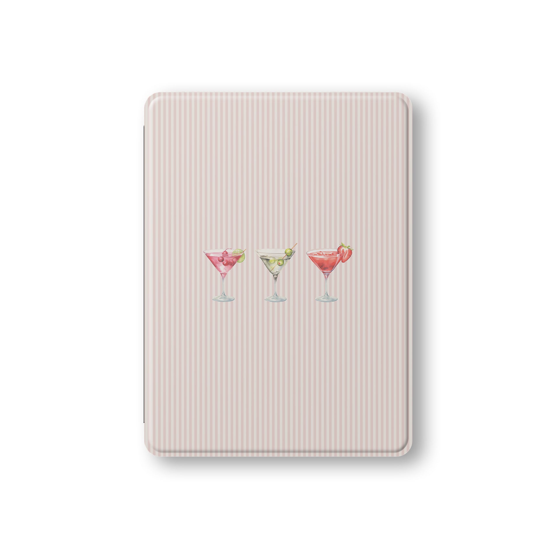 cocktail ipad case pink striped ipad cover girly drink aesthetic ipad case vegan leather ipad folio with pencil holder
