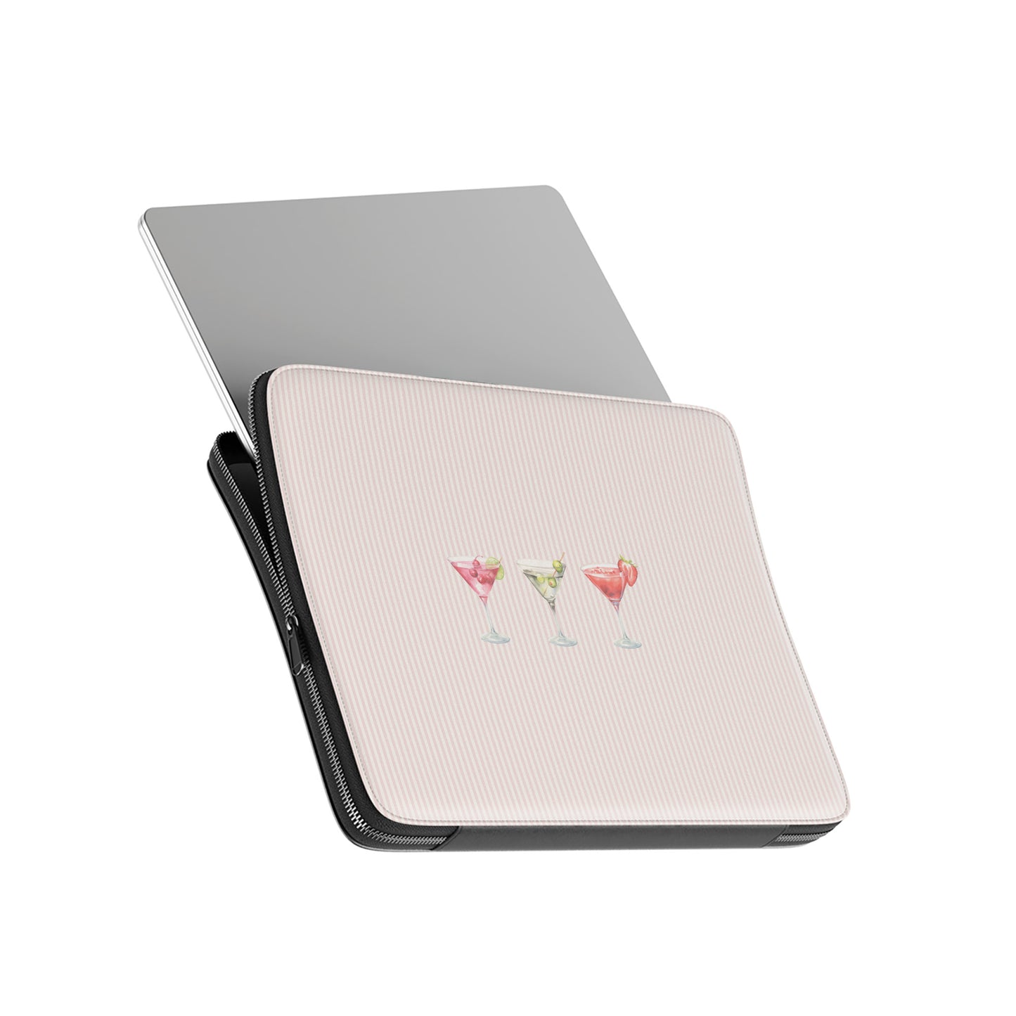 cocktail laptop sleeve pink striped vegan leather laptop case aesthetic laptop sleeve martini drink laptop cover cute girly laptop bag