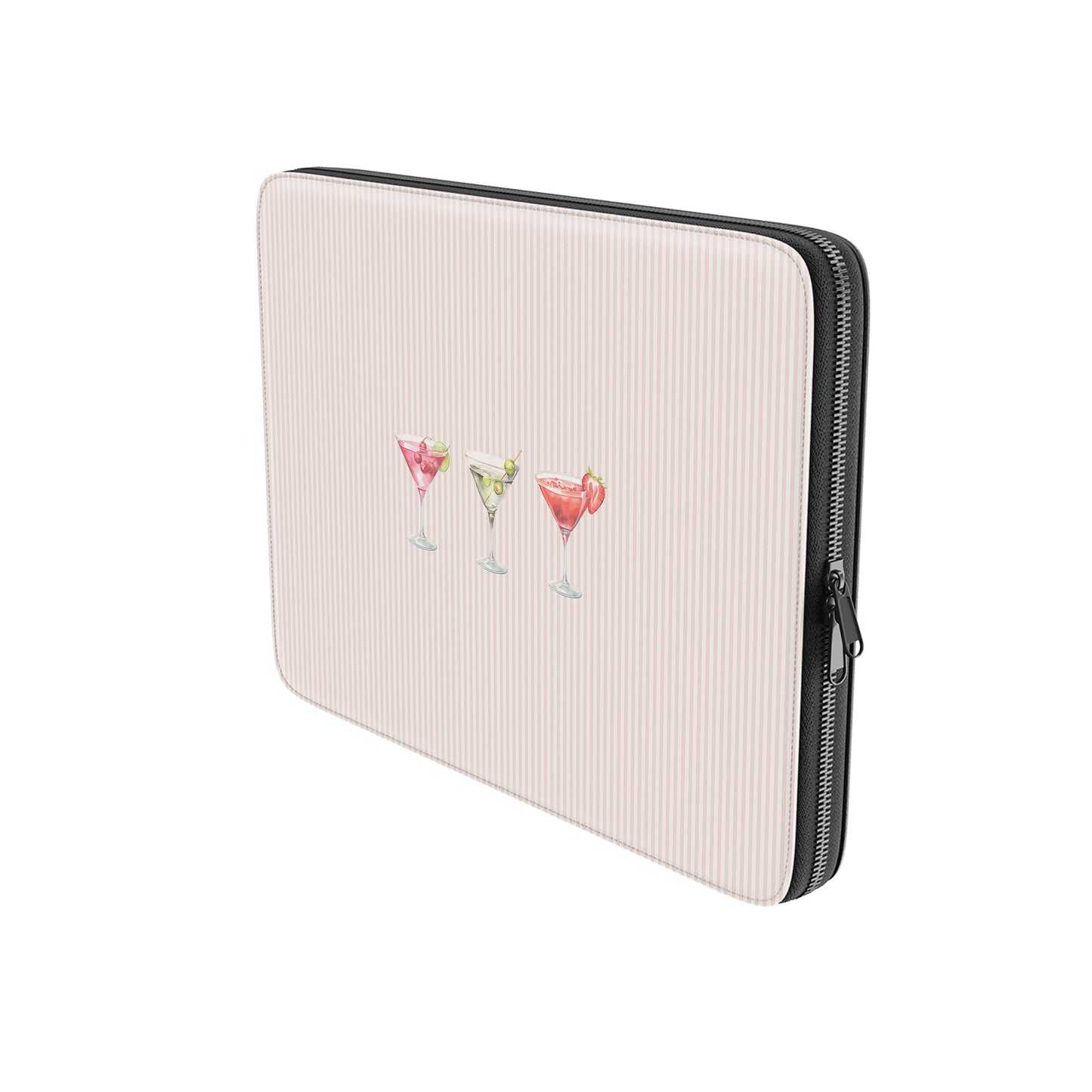 cocktail laptop sleeve pink striped vegan leather laptop case aesthetic laptop sleeve martini drink laptop cover cute girly laptop bag