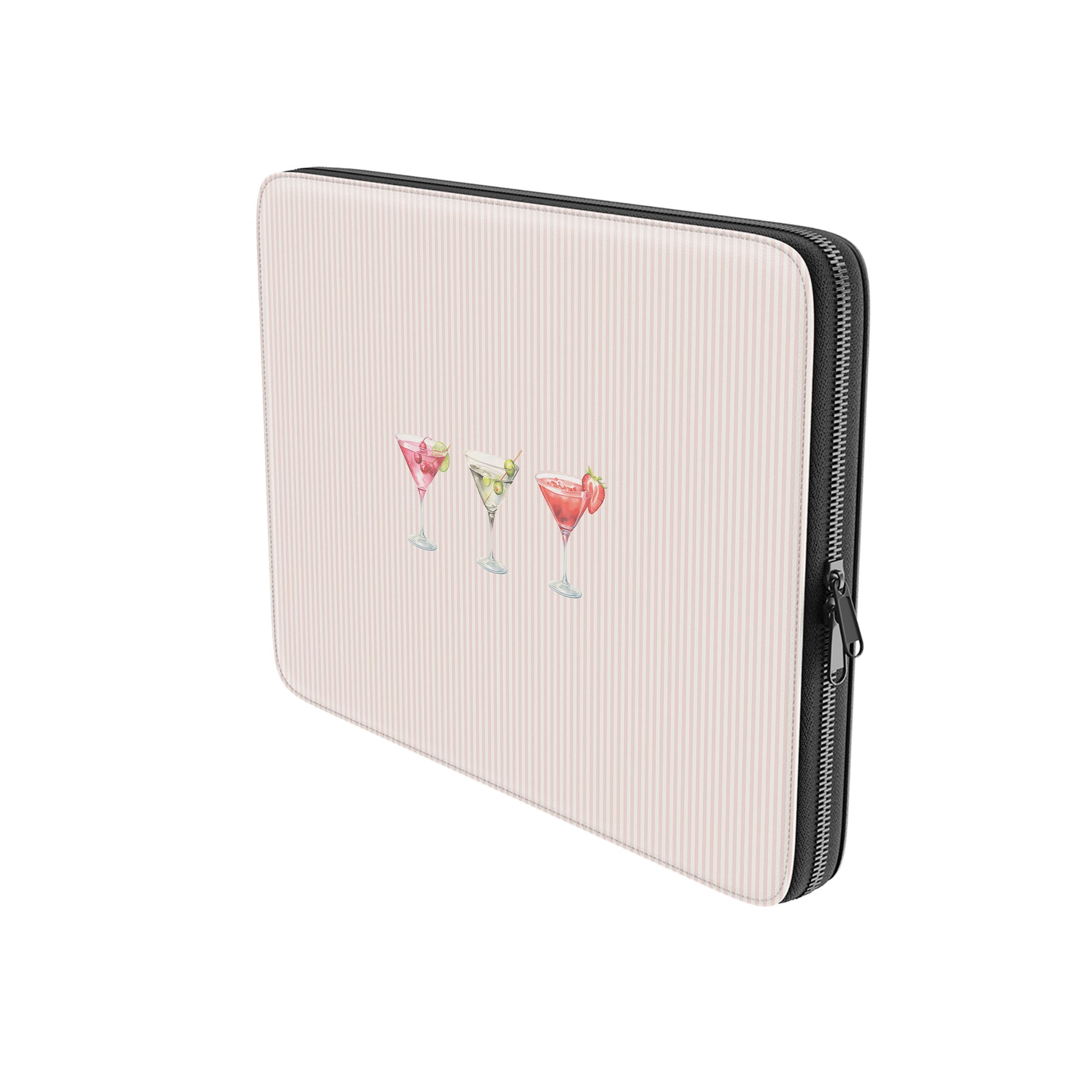 cocktail laptop sleeve pink striped vegan leather laptop case aesthetic laptop sleeve martini drink laptop cover cute girly laptop bag