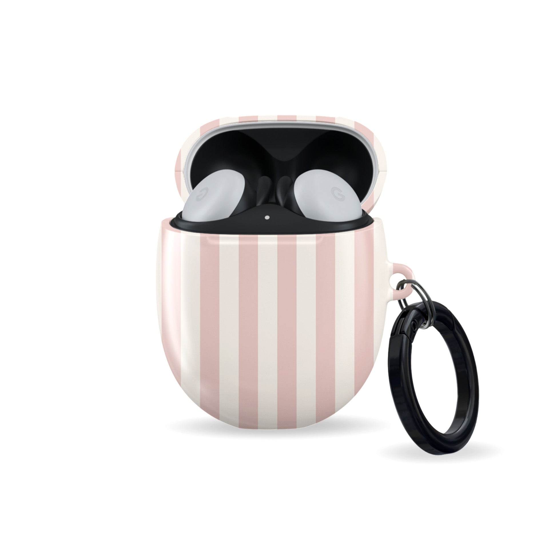 blush pink striped pixel buds case aesthetic earbuds cover soft pink google buds case minimal stripe glossy slim protective case