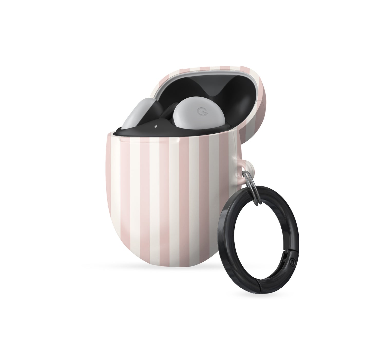blush pink striped pixel buds case aesthetic earbuds cover soft pink google buds case minimal stripe glossy slim protective case