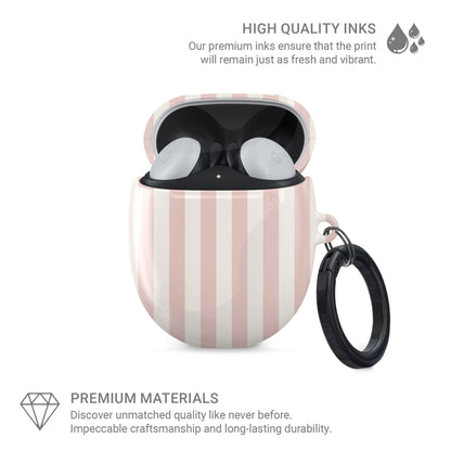 blush pink striped pixel buds case aesthetic earbuds cover soft pink google buds case minimal stripe glossy slim protective case