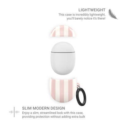 blush pink striped pixel buds case aesthetic earbuds cover soft pink google buds case minimal stripe glossy slim protective case