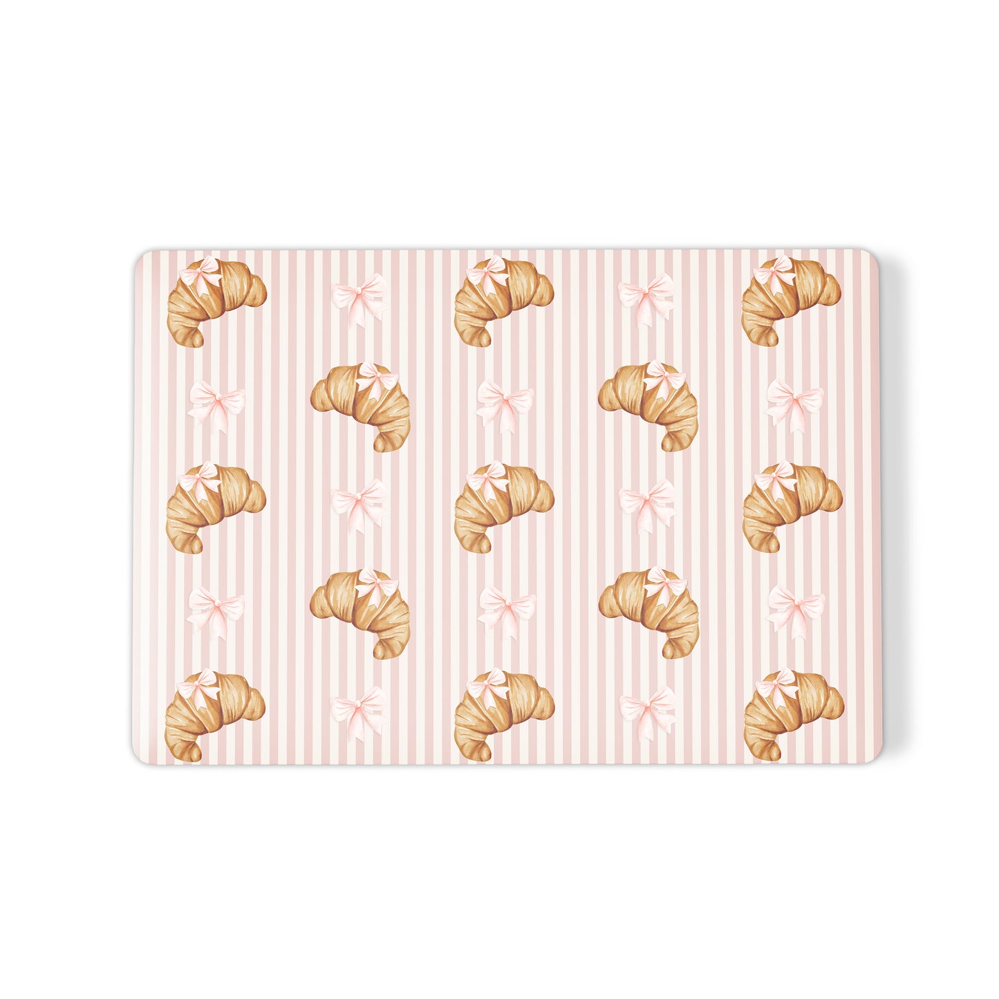 croissant macbook case skin pink striped laptop cover bow aesthetic laptop skin cute pastry macbook cover paris style