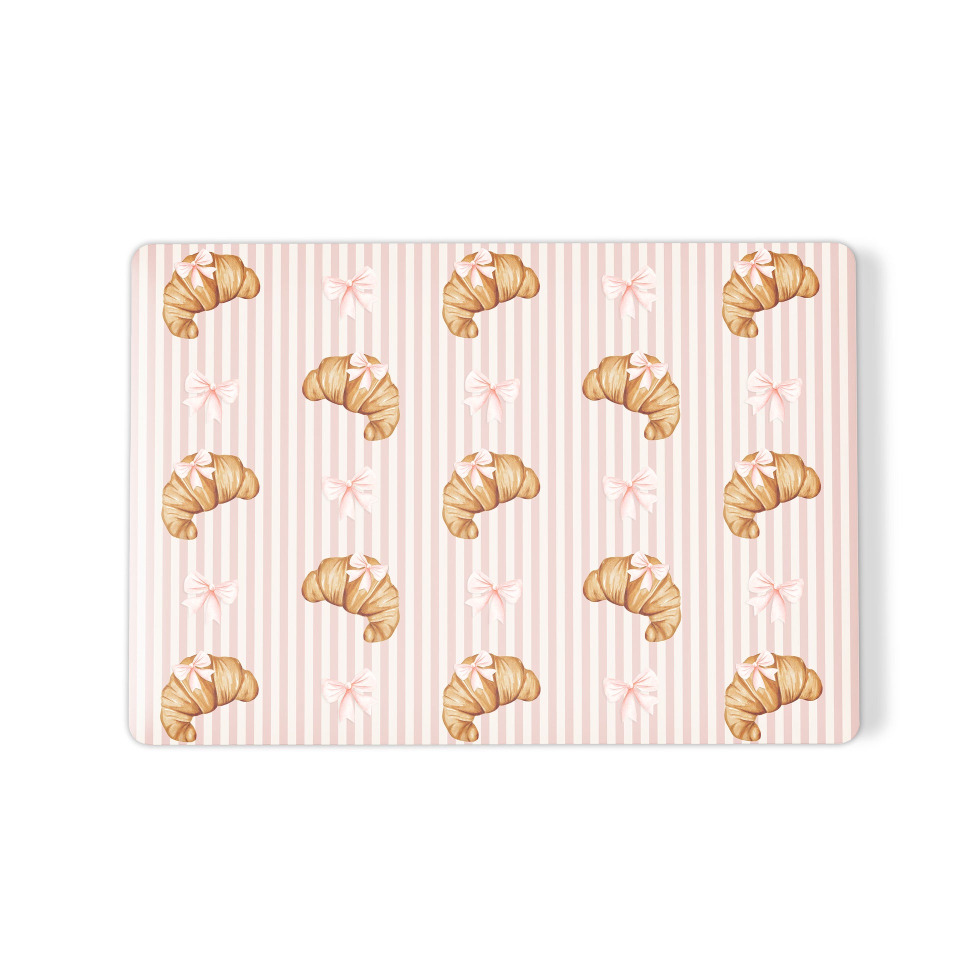 croissant macbook case skin pink striped laptop cover bow aesthetic laptop skin cute pastry macbook cover paris style