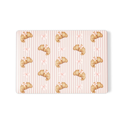 croissant macbook case skin pink striped laptop cover bow aesthetic laptop skin cute pastry macbook cover paris style