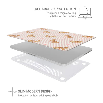 croissant macbook case skin pink striped laptop cover bow aesthetic laptop skin cute pastry macbook cover paris style