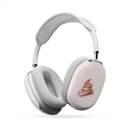 pink dessert airpods max case macaron pancake headphones cover aesthetic blush striped headphones case glossy protective airpods max case