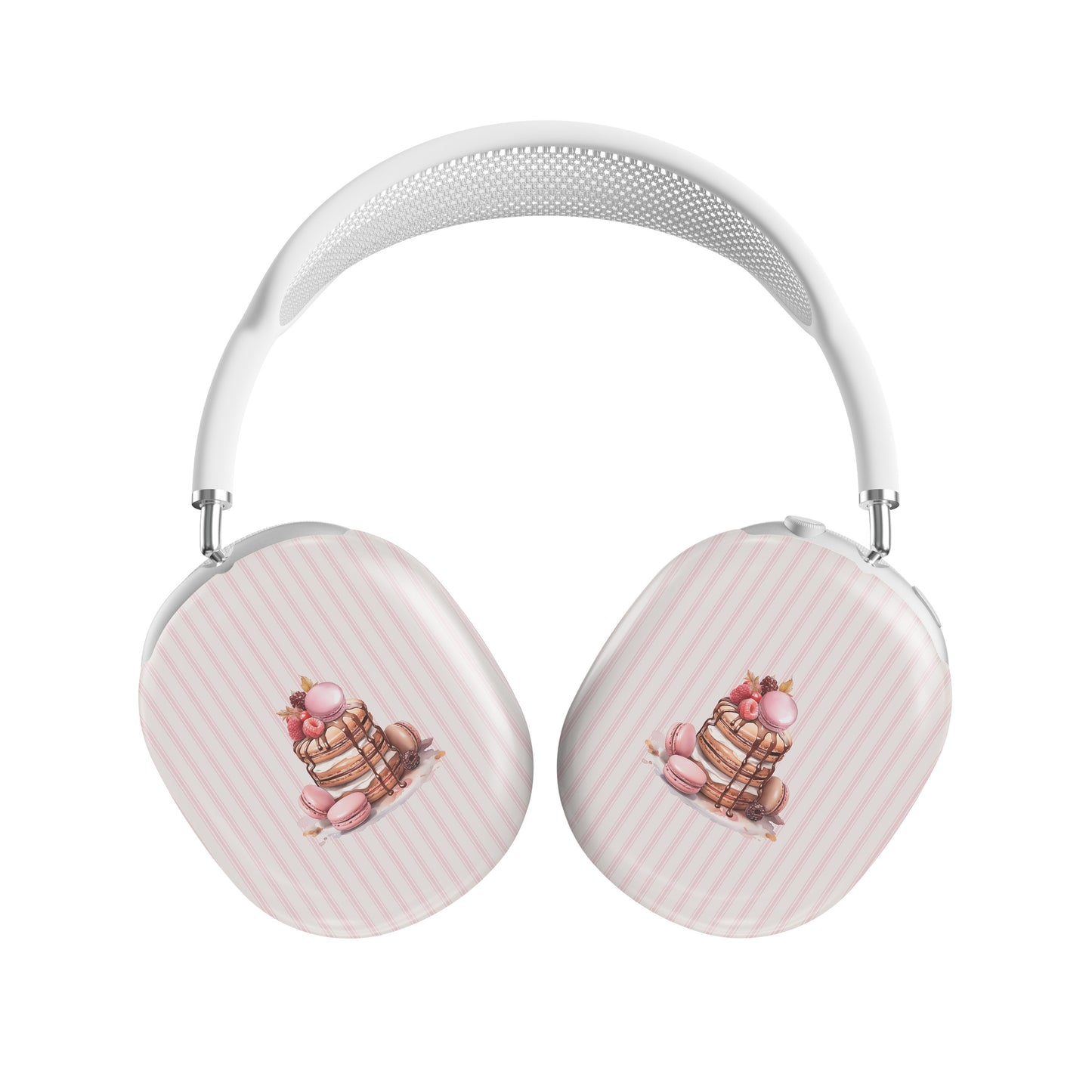 pink dessert airpods max case macaron pancake headphones cover aesthetic blush striped headphones case glossy protective airpods max case