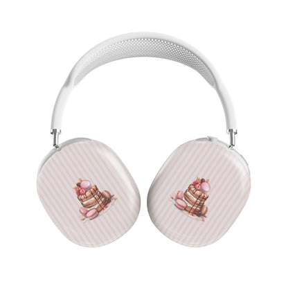 pink dessert airpods max case macaron pancake headphones cover aesthetic blush striped headphones case glossy protective airpods max case