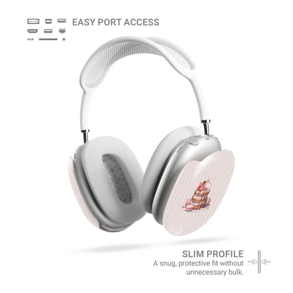 pink dessert airpods max case macaron pancake headphones cover aesthetic blush striped headphones case glossy protective airpods max case