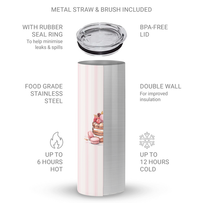 dessert tumbler 20oz pancake macaron tumbler cute drinks tumbler pink aesthetic cup sweet treat tumbler coffee tumbler aesthetic