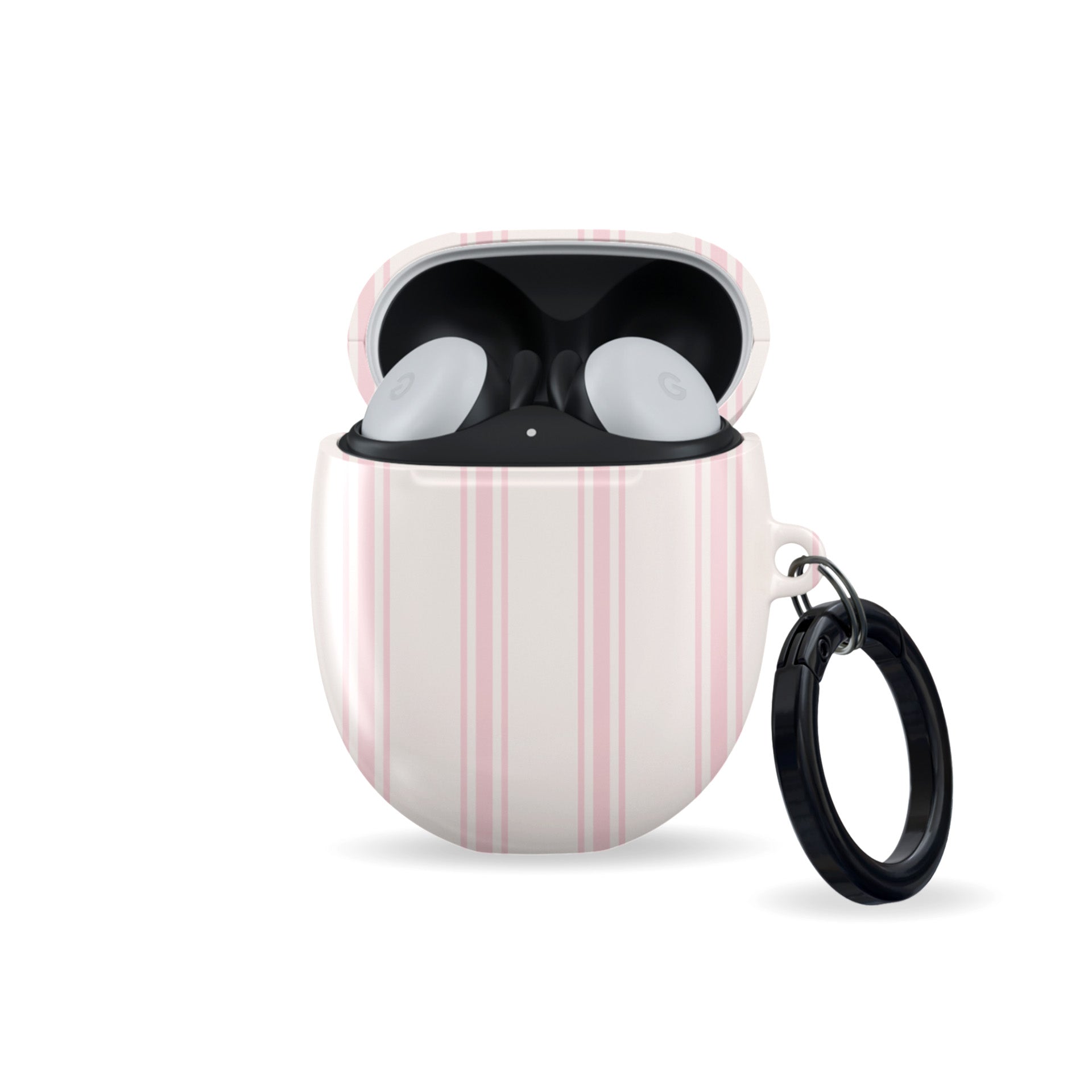 pink striped pixel buds case blush earbuds case aesthetic google pixel buds cover minimal stripe glossy slim protective case