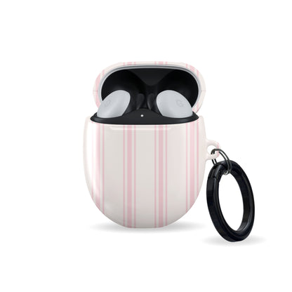 pink striped pixel buds case blush earbuds case aesthetic google pixel buds cover minimal stripe glossy slim protective case