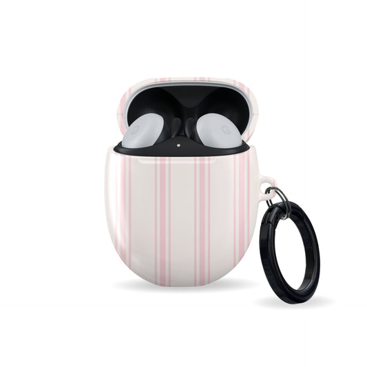 pink striped pixel buds case blush earbuds case aesthetic google pixel buds cover minimal stripe glossy slim protective case