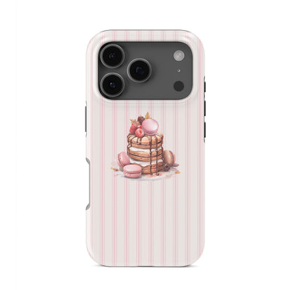cocktail phone case with martini glasses on blush stripe background cute pink aesthetic iphone 15 case girly drinks design