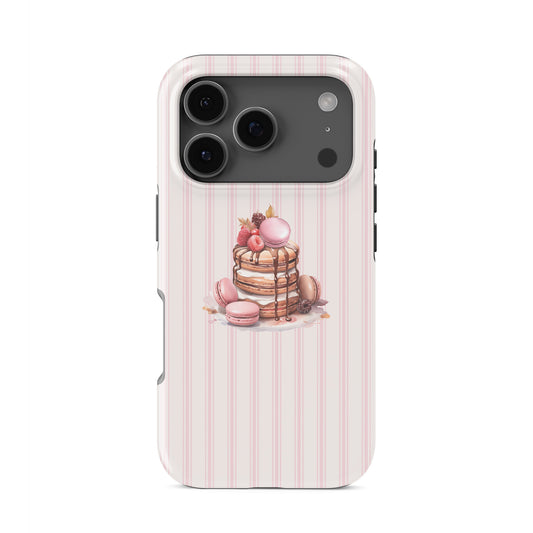 cocktail phone case with martini glasses on blush stripe background cute pink aesthetic iphone 15 case girly drinks design