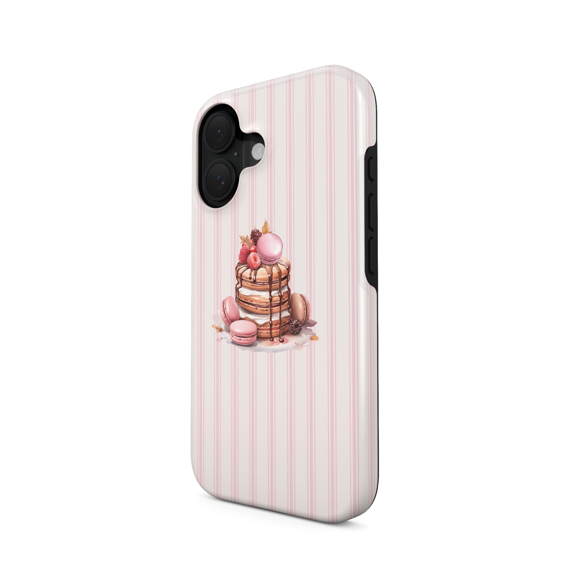 cocktail phone case with martini glasses on blush stripe background cute pink aesthetic iphone 15 case girly drinks design