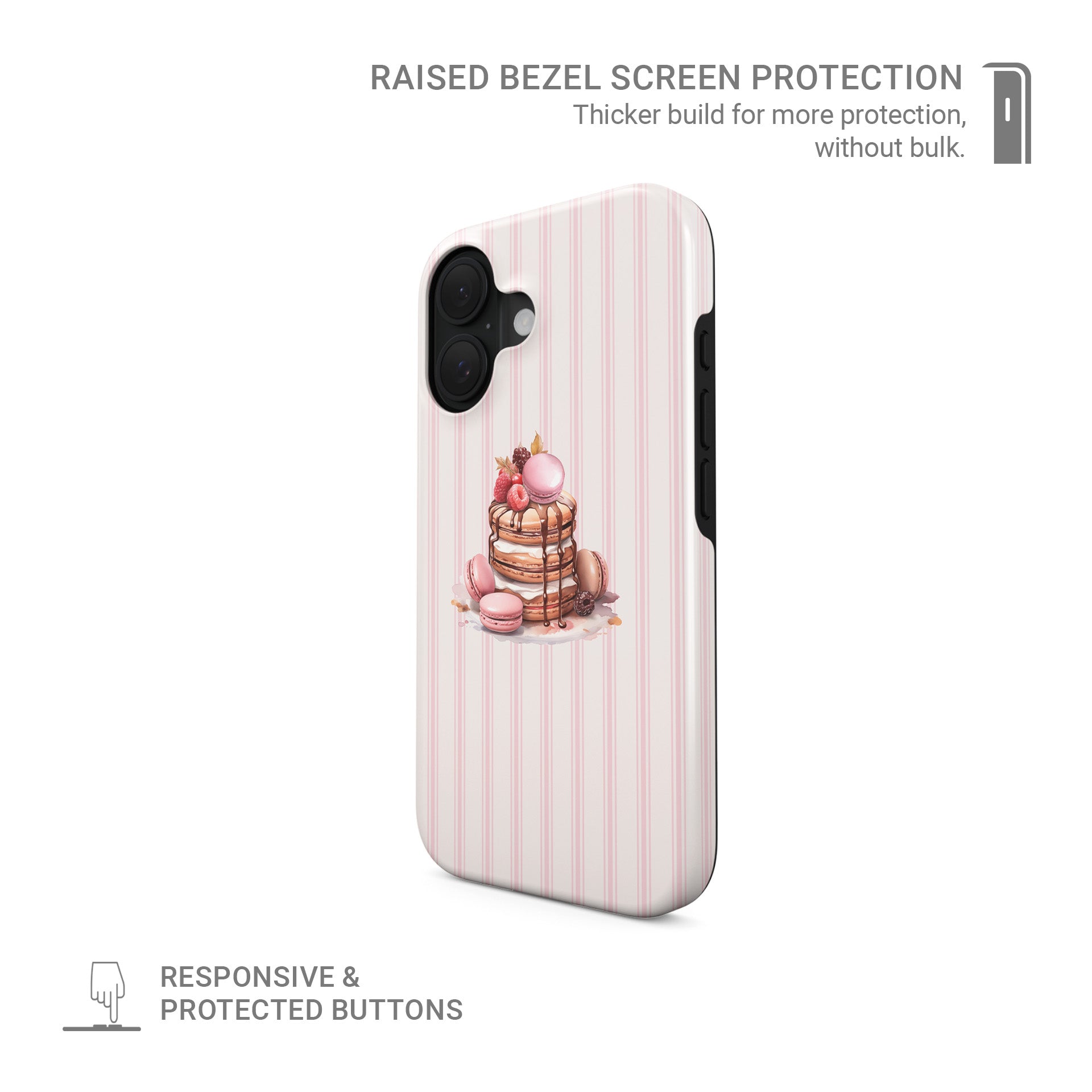 cocktail phone case with martini glasses on blush stripe background cute pink aesthetic iphone 15 case girly drinks design