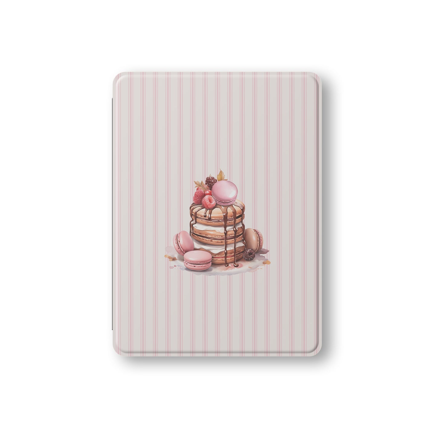 dessert ipad case pancake macaron pink aesthetic vegan leather ipad cover striped bakery design ipad folio with pencil holder