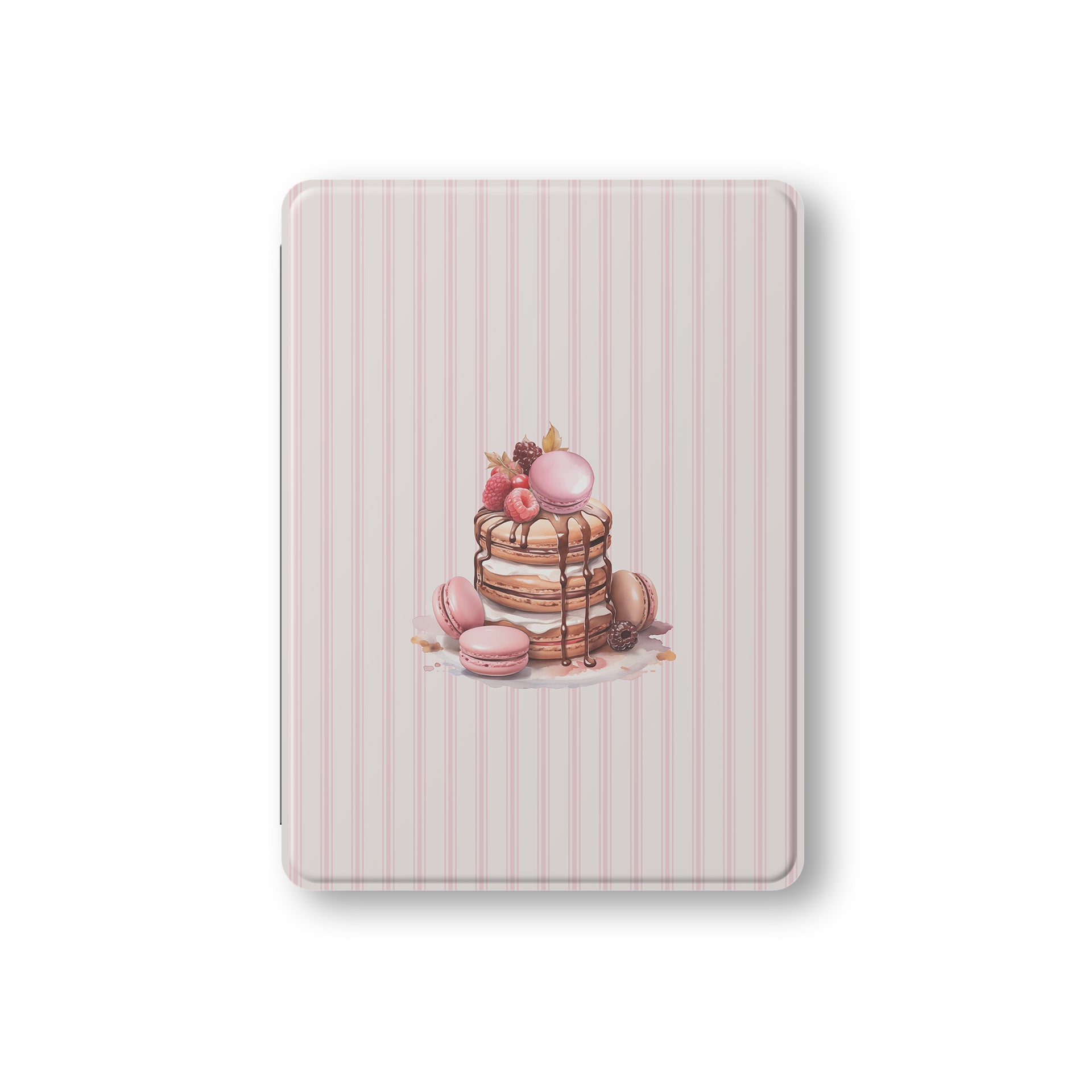 dessert ipad case pancake macaron pink aesthetic vegan leather ipad cover striped bakery design ipad folio with pencil holder