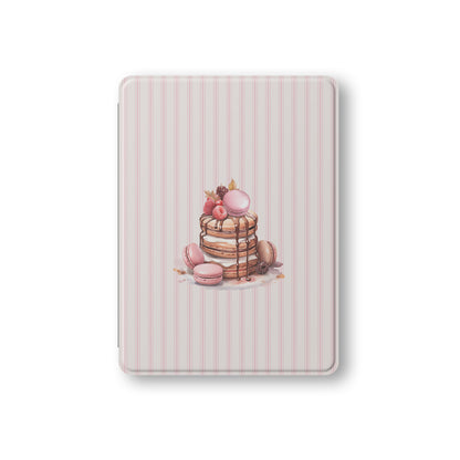 dessert ipad case pancake macaron pink aesthetic vegan leather ipad cover striped bakery design ipad folio with pencil holder
