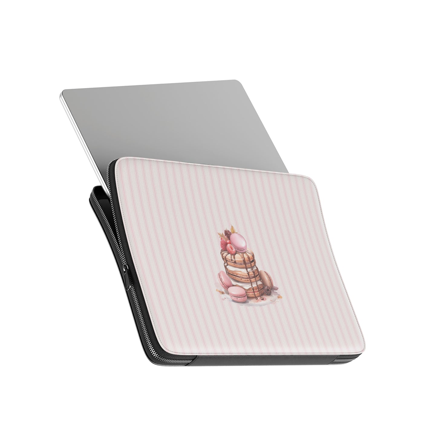 pink dessert laptop sleeve macaron pancake laptop case vegan leather sleeve aesthetic laptop cover cute pink striped laptop sleeve