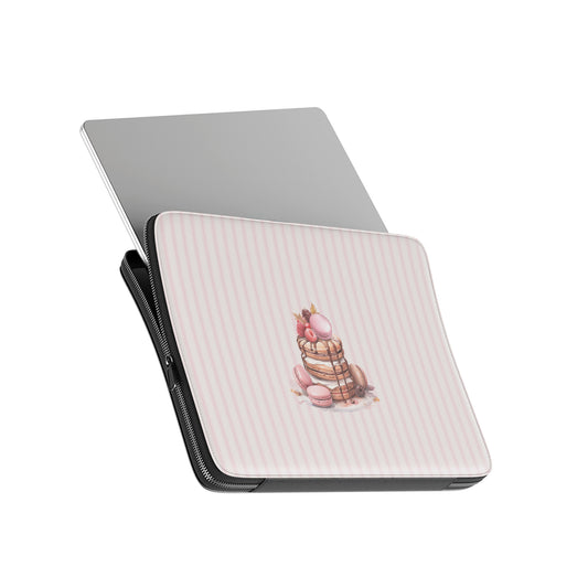 pink dessert laptop sleeve macaron pancake laptop case vegan leather sleeve aesthetic laptop cover cute pink striped laptop sleeve