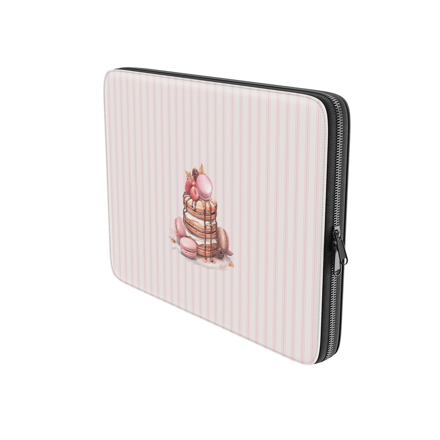 pink dessert laptop sleeve macaron pancake laptop case vegan leather sleeve aesthetic laptop cover cute pink striped laptop sleeve