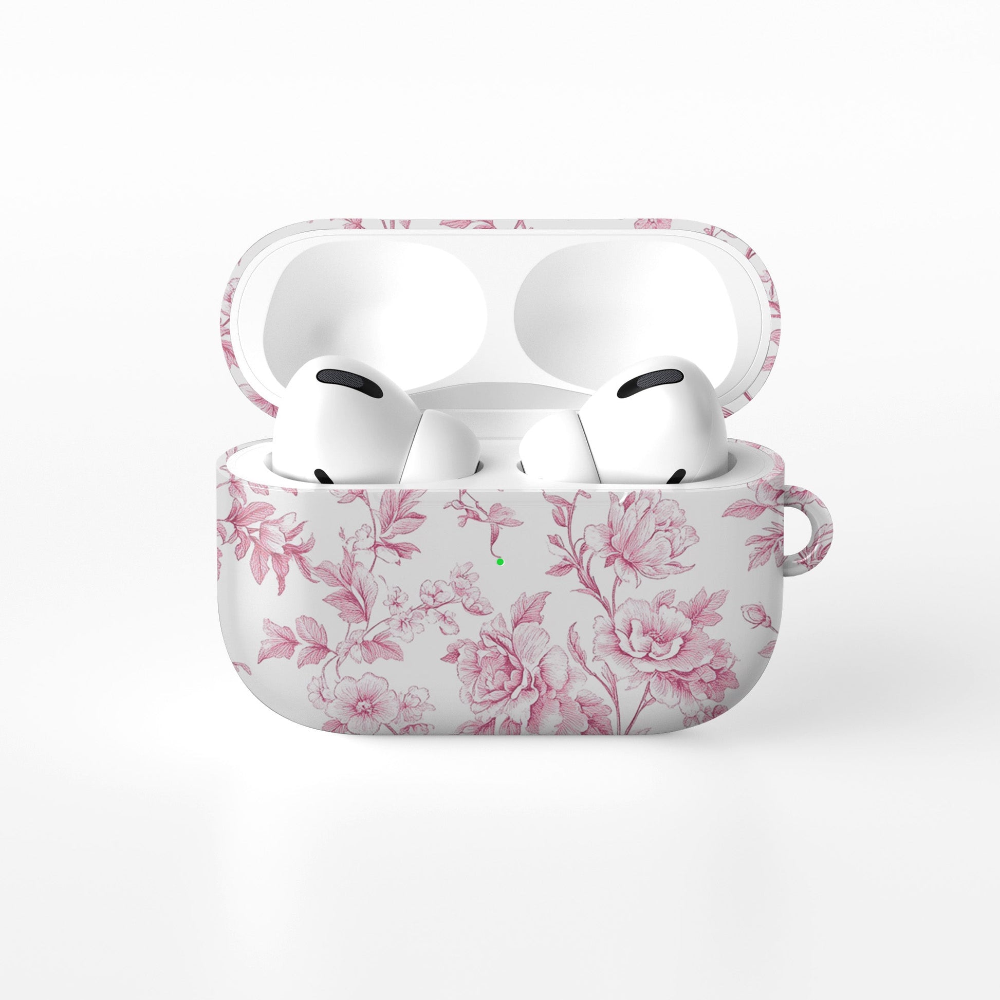 Pink Promise AirPods Case – delicate vintage rose floral design in soft pink with glossy finish, slim and stylish cover for Apple AirPods, Pro, and Pro 2.